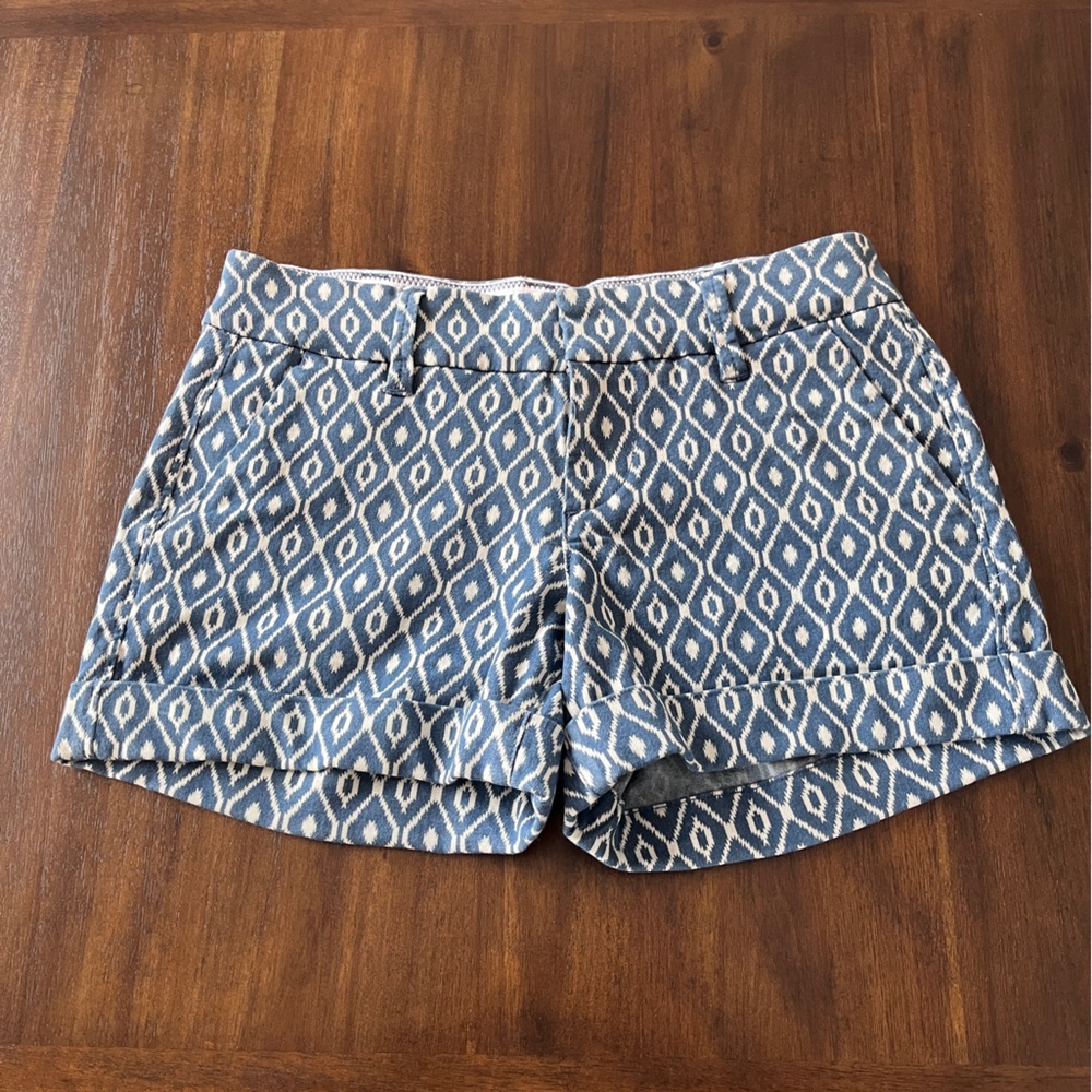 Dear John Blue and White Ikat Print Shorts